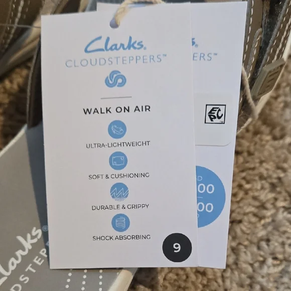 Clarks CloudStepper Tan Adjustable Sandals FlipFlop Cushion Soft Sz 9 - Picture 6 of 6